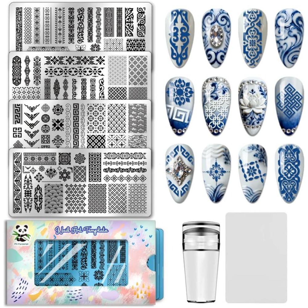 Nail Art Motif - 4 قطع من ألواح طباعة الأظافر