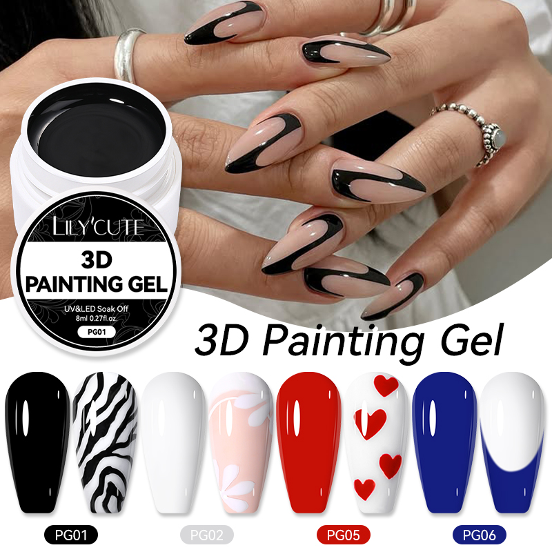 Nail Art One Stroke - LILYCUTE 8 مللي ثلاثية الأبعاد اللوحة