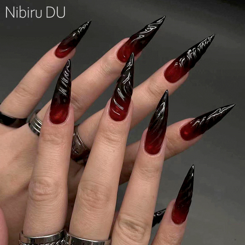 Nail Art Vampire - 24 قطعة ضغط الدم للهالوين على