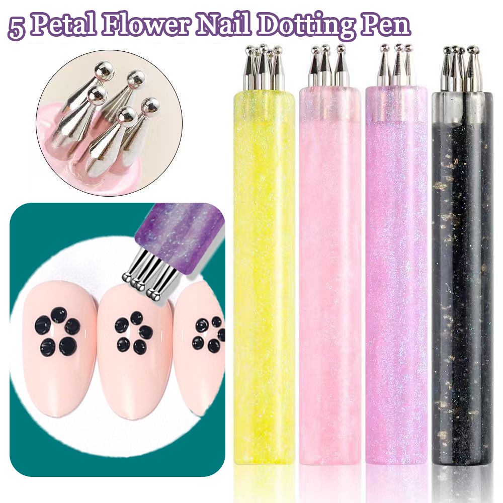 Nail Art One Stroke - قلم تزيين الأظافر بخمس بتلات، أداة