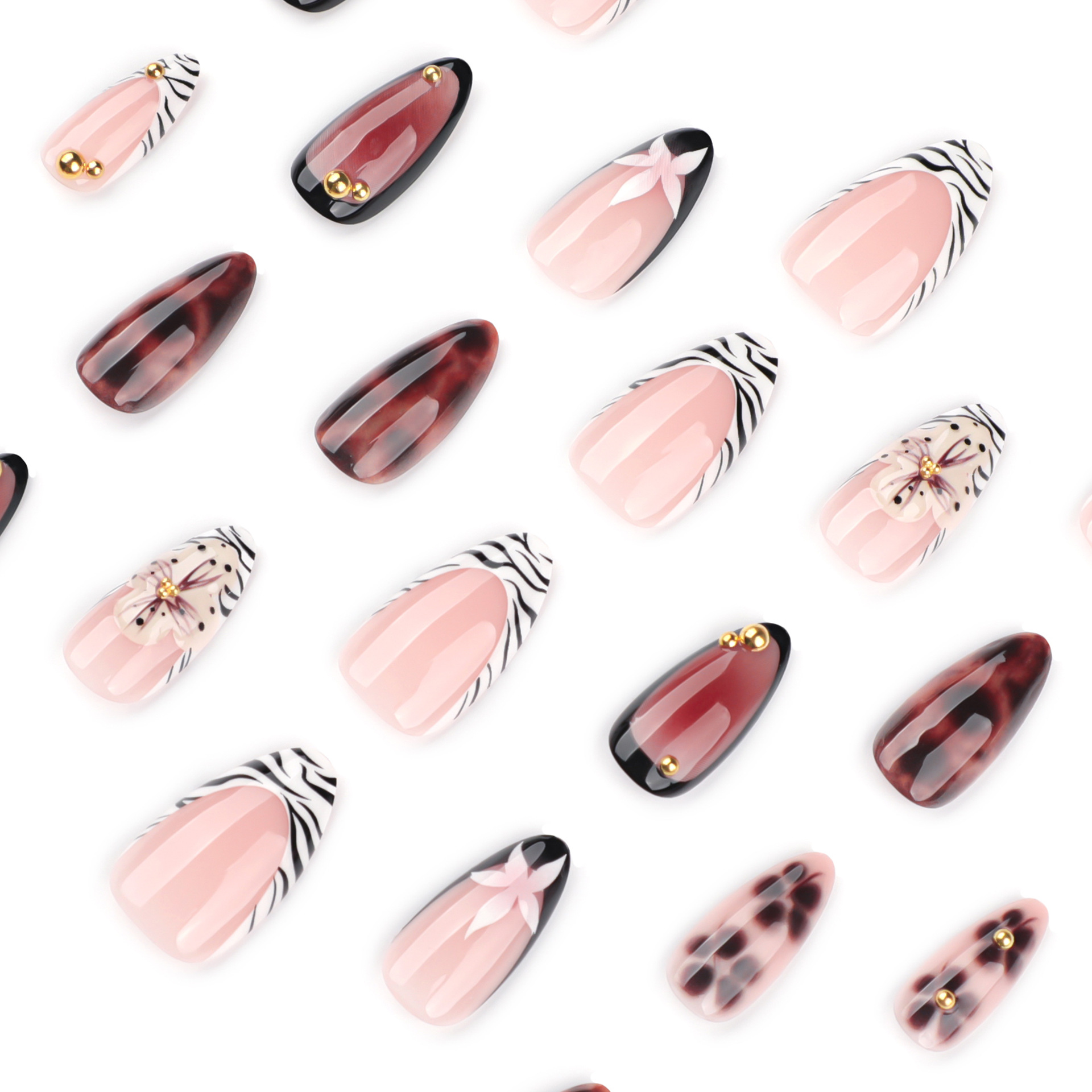 24 قطعة من الأظافر الاصطناعية  - مراجعة Nail Art Zebra وسعره