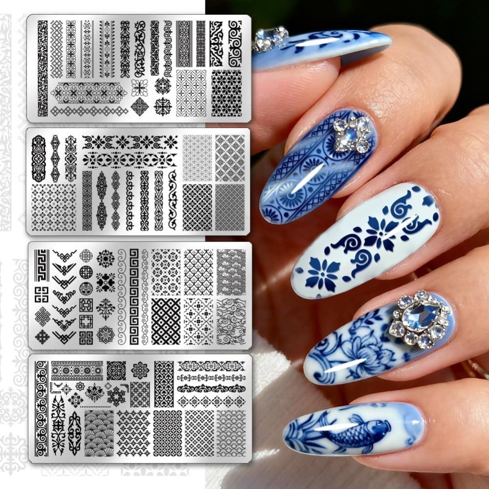 4 قطع من ألواح طباعة الأظافر ب - مراجعة Nail Art Motif وسعره