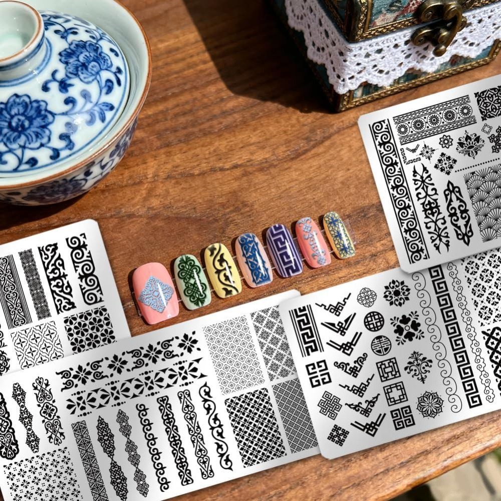 4 قطع من ألواح طباعة الأظافر ب - مراجعة Nail Art Motif وسعره