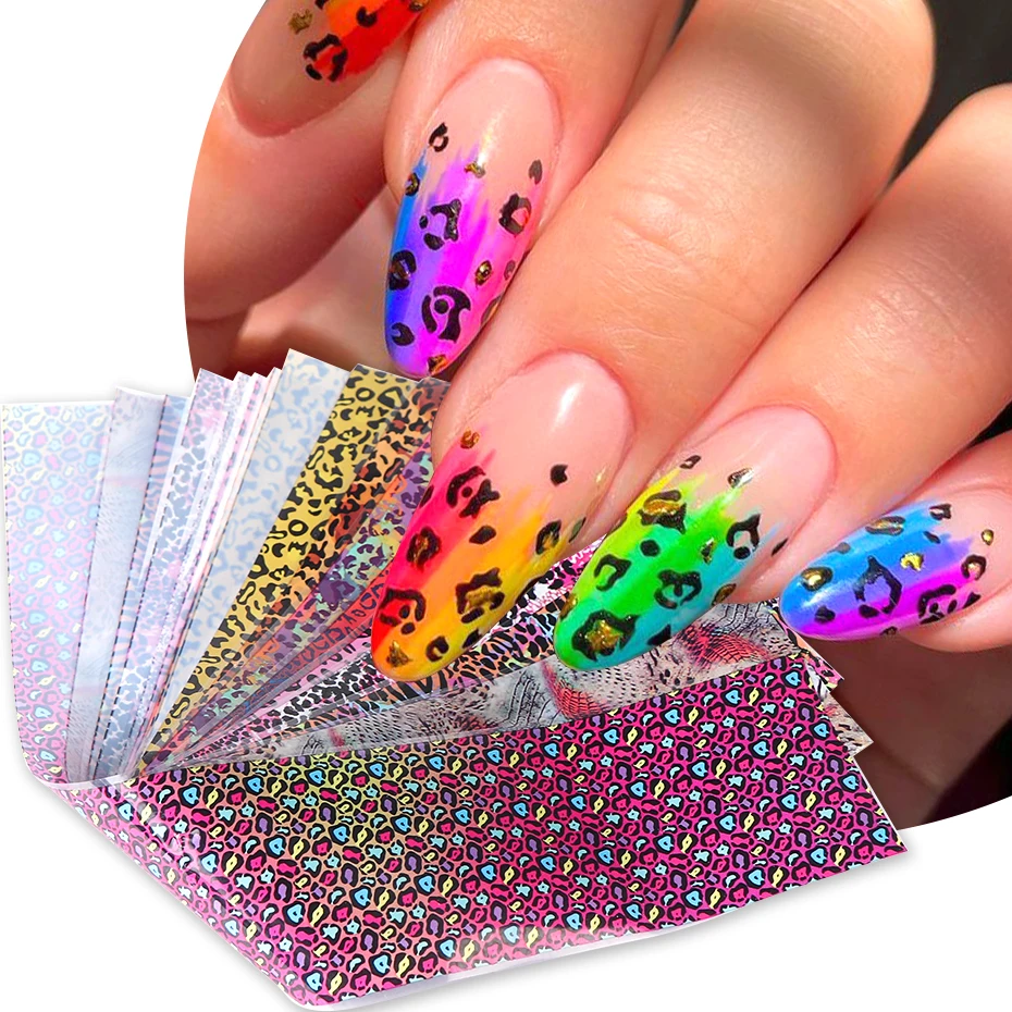 10 قطعة ليوبارد ملون طباعة نقل - مراجعة Nail Art Zebra وسعره