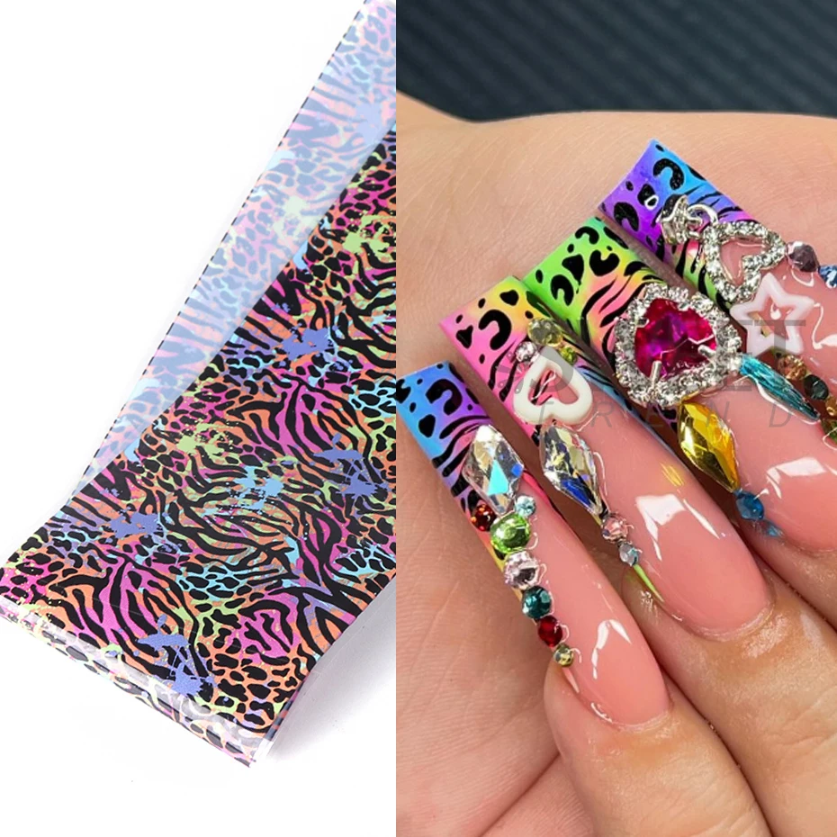 10 قطعة ليوبارد ملون طباعة نقل - مراجعة Nail Art Zebra وسعره
