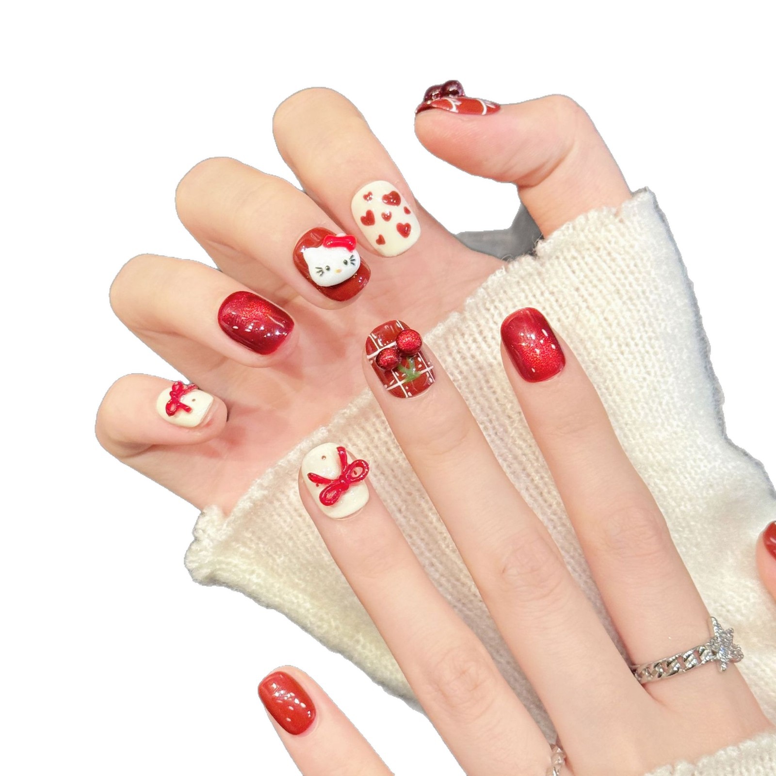 10 قطع من الأظافر الاصطناعية ا - مراجعة Nail Art Red وسعره