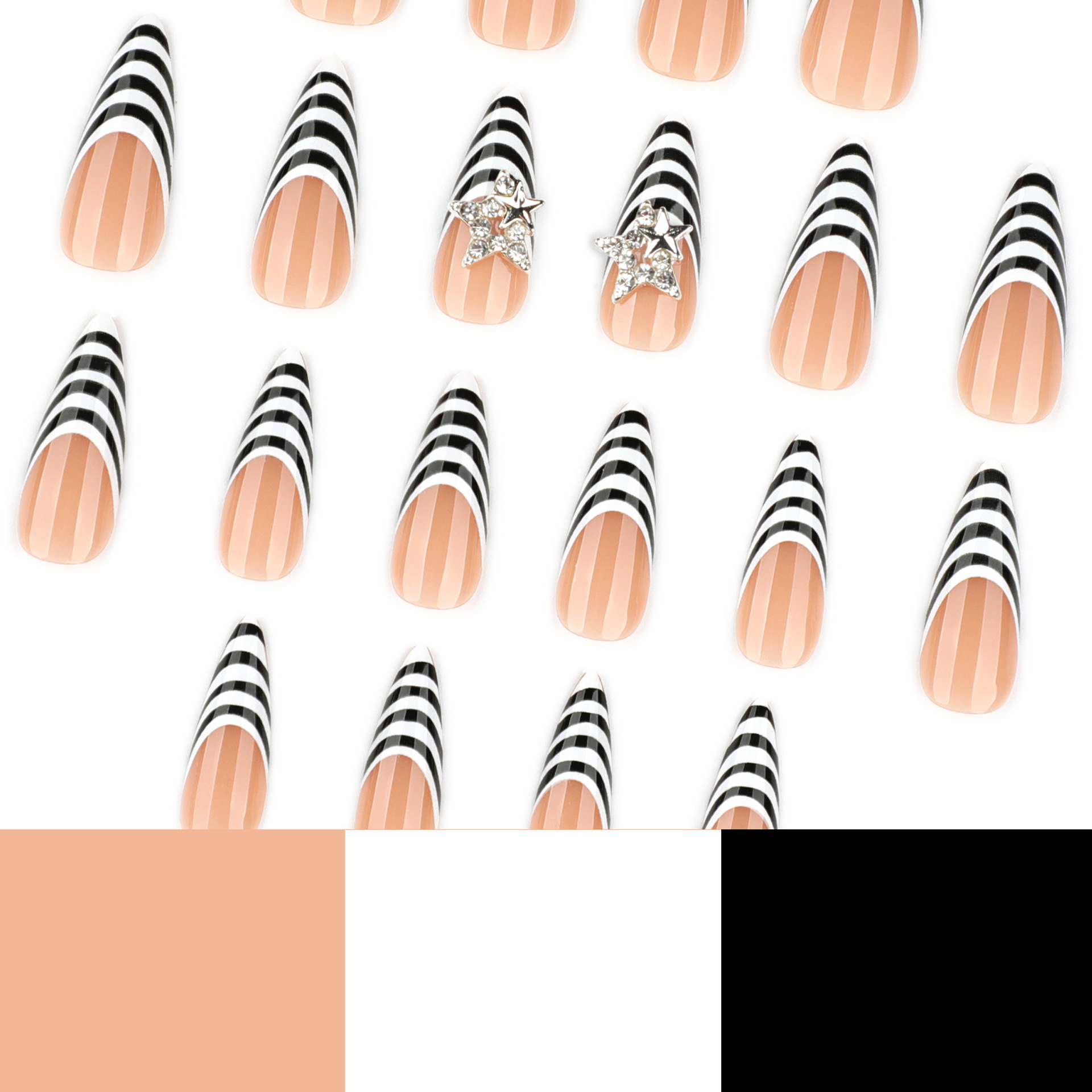 24 قطعة خطوط زيبرا أسود أبيض ا - مراجعة Nail Art Zebra وسعره