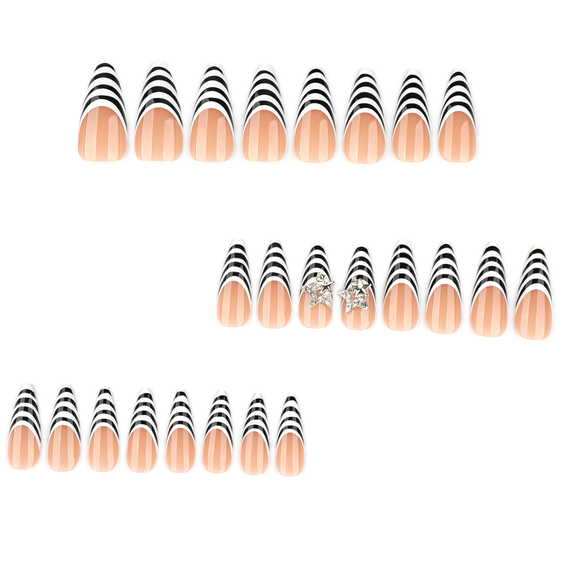 24 قطعة خطوط زيبرا أسود أبيض ا - مراجعة Nail Art Zebra وسعره
