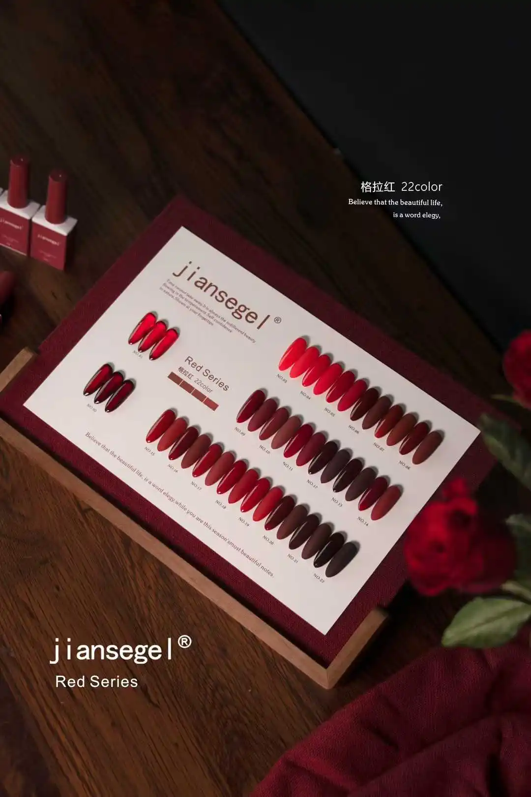 JIANSE 22 لون مجموعة جل الأظاف - مراجعة Nail Art Red وسعره
