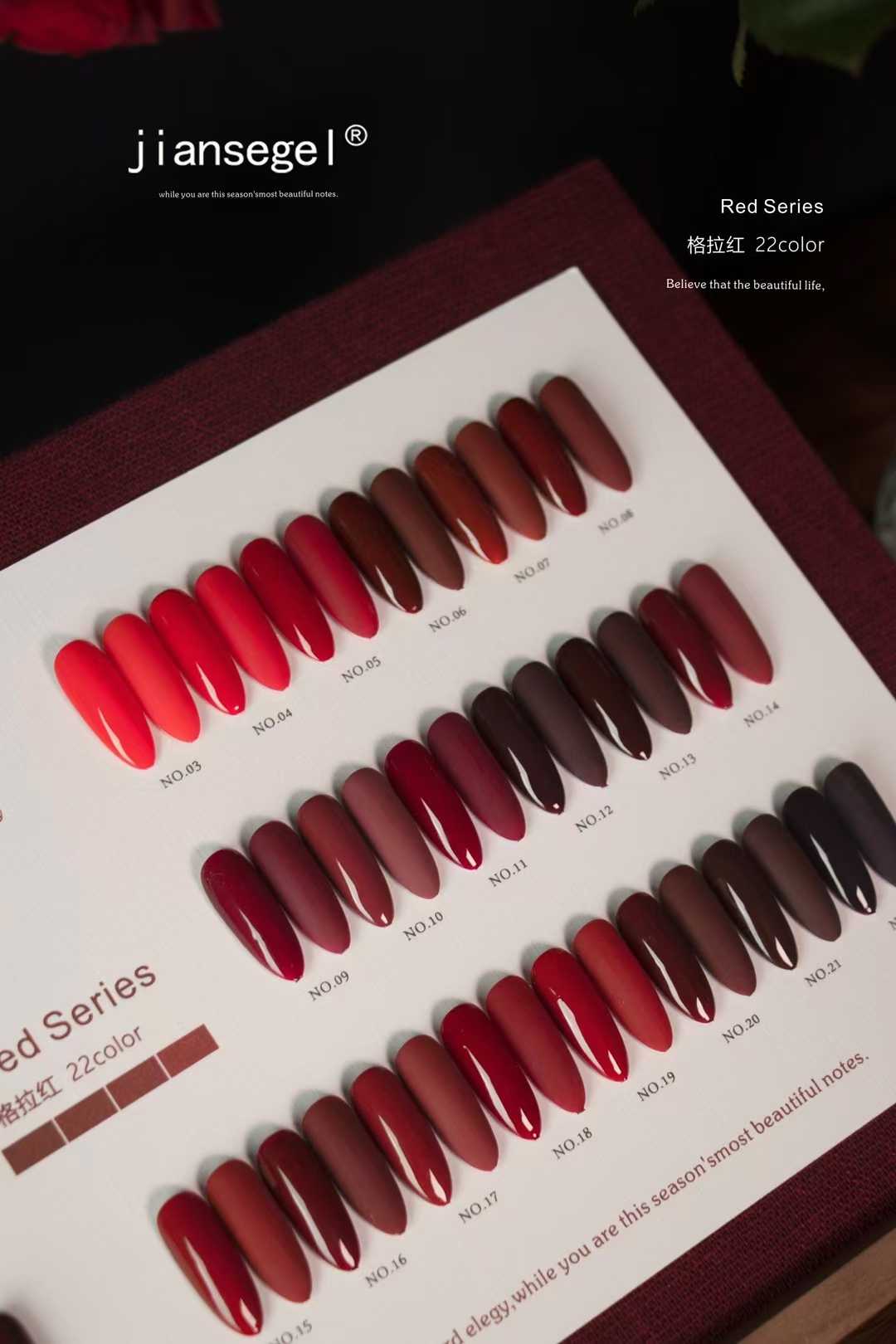 JIANSE 22 لون مجموعة جل الأظاف - مراجعة Nail Art Red وسعره